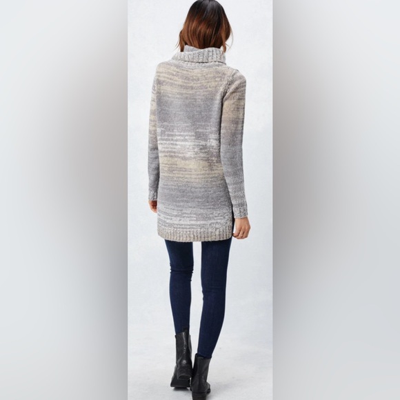 Lovestitch Women’s Ombre Cowl Neck Chunky Knit Sweater Gray Beige – Size L - Picture 2 of 8